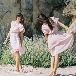 Damaris Bailey Gianna Dress Knee-Length Flutter Wedding Dusty Rose XS EUC